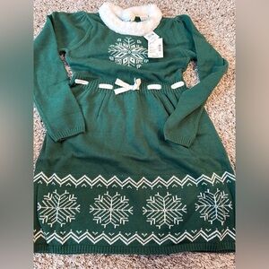 Gymboree Green and White Snowflake Dress